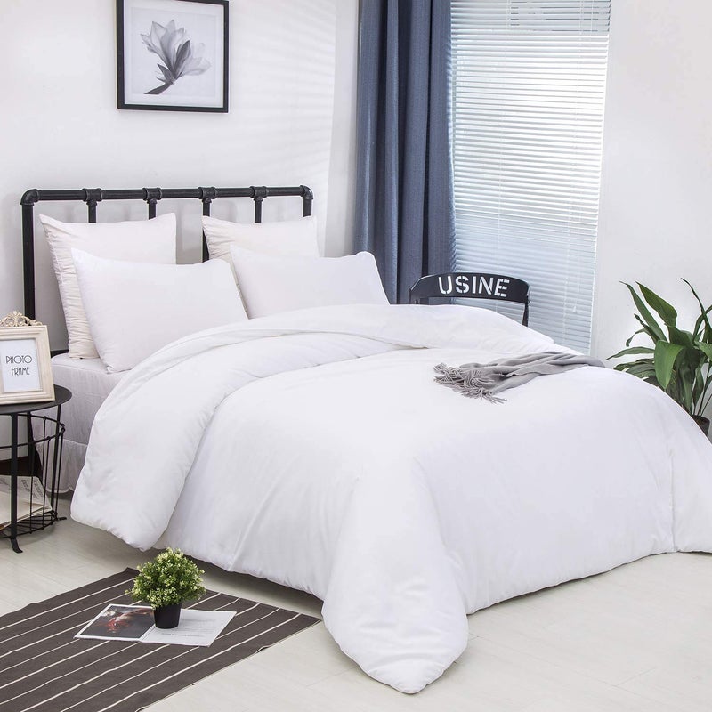 Houseri White Comforter King Size, 3 Pieces Lightweight Solid White Bedding Set King, All Season Soft Pure White King Size Comforter Set Extra Fluffy Ultra Comfy Bed Quilt (1 Comforter, 2 Pillowcases) - Image 5
